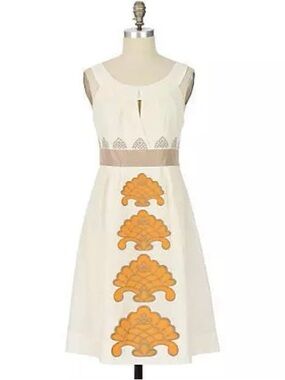 Anthropologie Floreat Cream Sundress with Halter Neckline Fully Lined Size 4